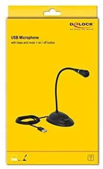 Broadcast Delock USB Schwanenhals Mikrofonas mit Standfu und Mute + On Off Taste