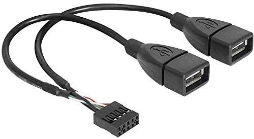 „Delock“ USB kabelio kaiščio antraštė, lizdas > 2 x A tipo USB 2.0 lizdas, 20 cm