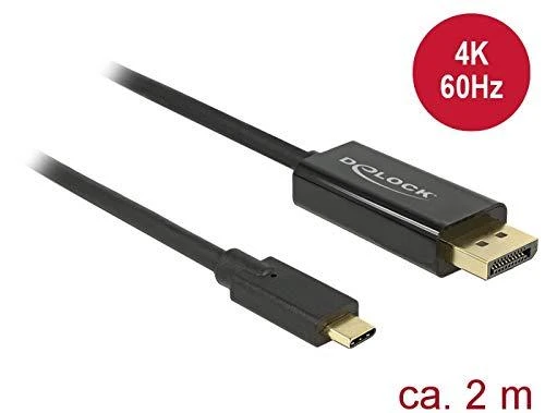 DELOCK Cable USB Type-C male more Displayport male (DP Alt Mode) 4K 60 Hz 2 m juodas