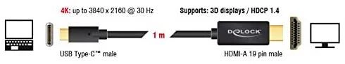 Kabelis Delock 85258 USB Type-C male>HDM