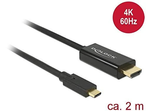 DLC DELOCK Cable USB Type-C male more HDMI male (DP Alt Mode) 4K 60 Hz 2 m juodas