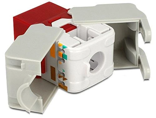 DeLOCK UTP Cat6 Keystone modulis, RJ45 ho - LSA Cat6, "be įrankių", raudona / pilka / 86344