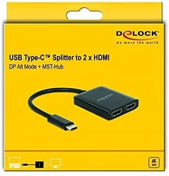 Delock Splitter USB-C - 2x HDMI 4K juodas
