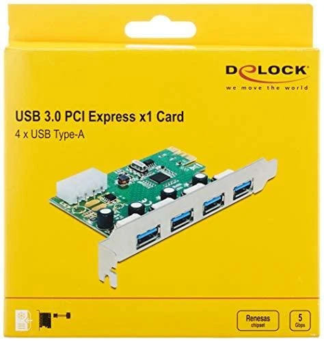 Delock PCI Express kortelė -> USB 3.0 4 prievadų NEC