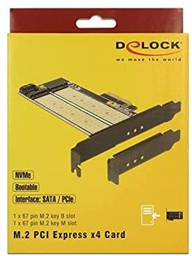 Delock PCIe x4 > 1 x M.2 Key B 1 x M.2 Key M žemo profilio formos faktorius