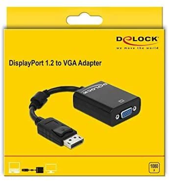 Juodas DisplayPort į VGA kabelinis adapteris