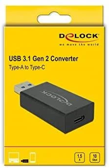 Delock Converter USB 3.1 Gen 2 Type-A vyriškas > USB Type-C™ moteriškas aktyvus juodas