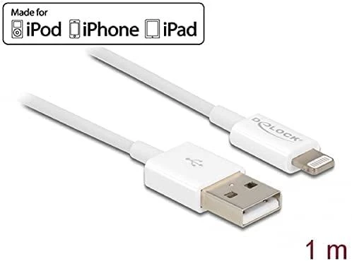 USB kabelis Delock USB-A - Žaibas 1 m Balta (83000)