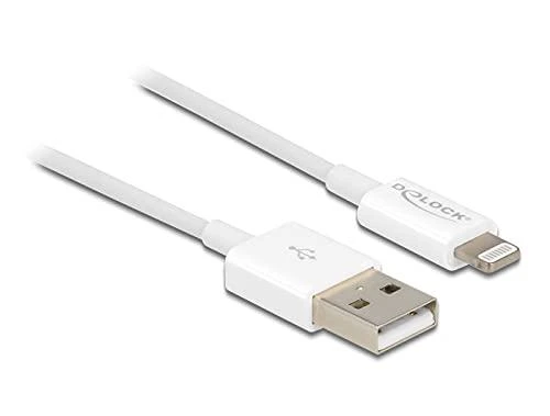 Delock Atblokuokite USB duomenų ir įkrovimo laidą, skirtą iPhone™, iPad™, iPod™, baltas 15 cm