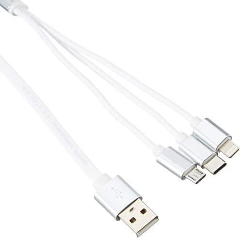 DELOCK USB 3in1 ištraukiamas 8 kontaktų įkrovimo kabelis / Micro USB / USB Type-C baltas