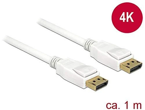 Baltas DisplayPort vaizdo kabelis su 4K palaikymu