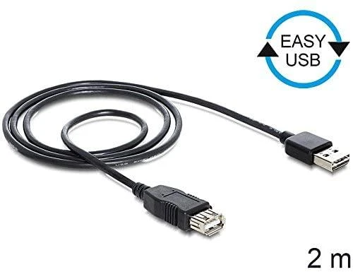 Kabelis USB Delock USB-A - USB-A 2 m Juodas (83371)