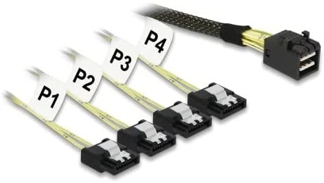 Delock Cable mini SAS HD SFF-8643 > 4 x SATA 7 kontaktų 0,5 m