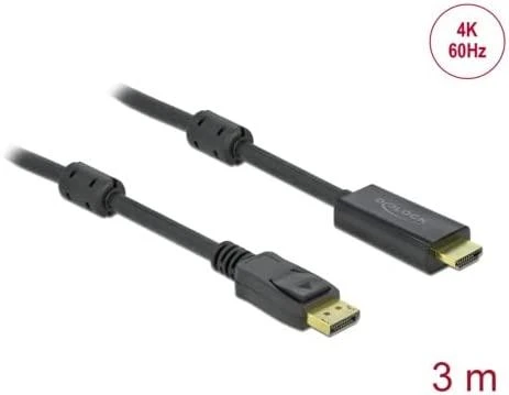 Delock DisplayPort į HDMI laidas 3m su filtrais