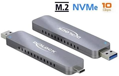 DELOCK išorinis M.2 NVME PCIe SSD korpusas su C tipo ir A tipo USB kištuku