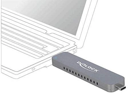 DELOCK išorinis M.2 NVME PCIe SSD korpusas su C tipo ir A tipo USB kištuku