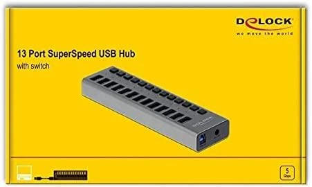 Delock USB šakotuvas geltonoje pakuotėje