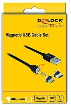 Kabelis USB Delock USB-A - microUSB + USB-C 1.1 m Juodas (85723)