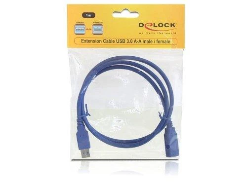 Delock ilgintuvas USB 3.0 tipo A vyriškas > USB 3.0 tipo A moteriškas 1 m mėlynas