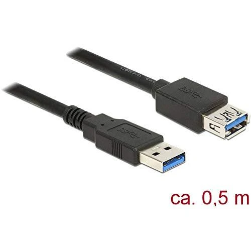 DELOCK ilgintuvas USB 3.0 Type-A kištukas > USB 3.0 Type-A kištukas 0,5 m juodas