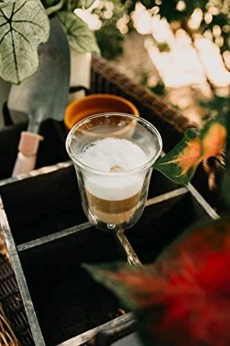 Delonghi kavos stiklinių rinkinys, 2 stiklinės, latte, 220 ml, 2 vnt., atsparios vandeniui, permatomos