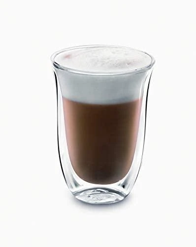 Delonghi kavos stiklinių rinkinys, 2 stiklinės, latte, 220 ml, 2 vnt., atsparios vandeniui, permatomos