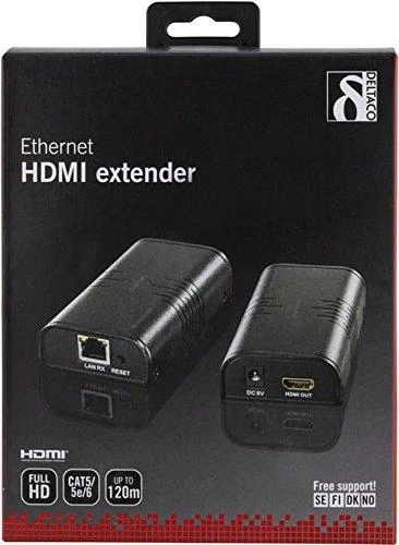 DELTACO Ethernet HDMI plėstuvas, iki 120 m 1080p su Cat6, Juodas / HDMI-221