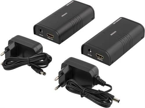 DELTACO Ethernet HDMI plėstuvas, iki 120 m 1080p su Cat6, Juodas / HDMI-221