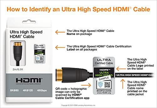 HDMI kabelis DELTACO ULTRA High Speed, 0.5m, eARC, QMS, 8K esant 60Hz, 4K esant 120Hz, juodas / HU-05