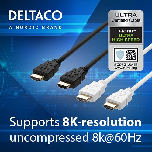 HDMI kabelis DELTACO ULTRA High Speed, 0.5m, eARC, QMS, 8K esant 60Hz, 4K esant 120Hz, juodas / HU-05