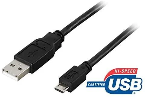 Kabelis DELTACO USB 2.0 "A-micro B", 1.0m, juodas / USB-301S