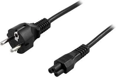 DELTACO įžemintas kabelis CEE 7/7, IEC 60320 C5, maksimalus 250V / 2,5A, 5m, juodas DEL-109G