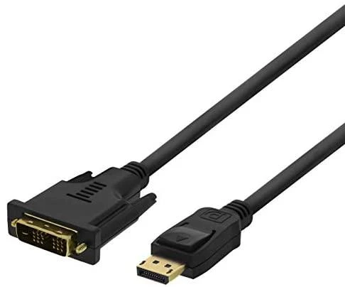 DELTACO DP - DVI-D Single Link kabelis, Full HD - 60Hz, 2m, juodas, 20 kontaktų ha - 18 + 1 kontaktų ha / DP-2020