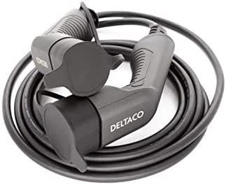 Mennekes Įkrovimo laidas DELTACO e-Charge 2 tipo į 2 tipą, 3 fazės, 32A, 22KW, 10M, juodas / EV-32010