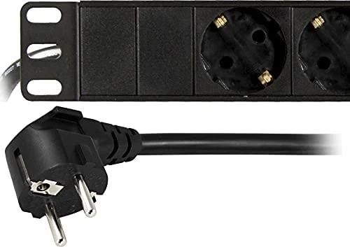 Maitinimo panelė 19 Deltaco, 8xCEE 7/4 lizdai , 1xCEE 7/7 2m, juoda / GT-8529