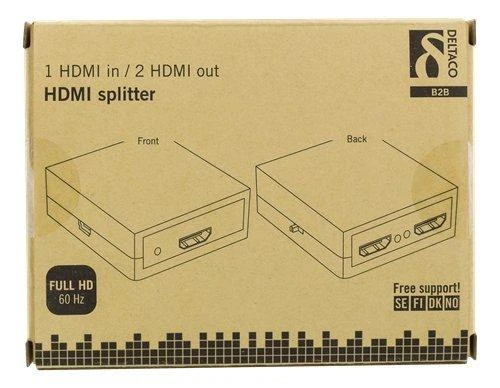 HDMI adapteris DELTACO 1xHDMI, 2XHDMI out, 6.75 Gbit, juodas / HDMI-7050