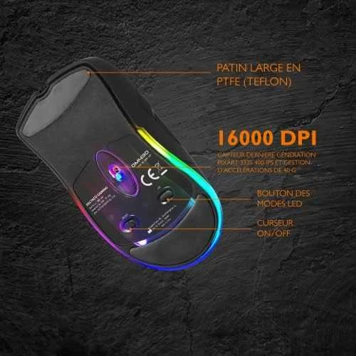 Pelė DELTACO GAMING belaidė, 16.000 DPI, RGB, USB-C/USB-A, juoda / GAM-107