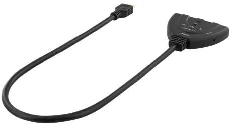 DELTACO HDMI jungiklis, 3 įėjimai į 1 išėjimą, 4K esant 60 Hz dažniui, 0,5 m laidas, 7.1 garsas, Ultra HD, juodas / HDMI-7044