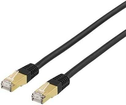 Patch kabelis DELTACO S/FTP Cat7, 1m, 600MHz, Delta sertifikuotas, LSZH, RJ45 jungtys, juodas / STP-71S