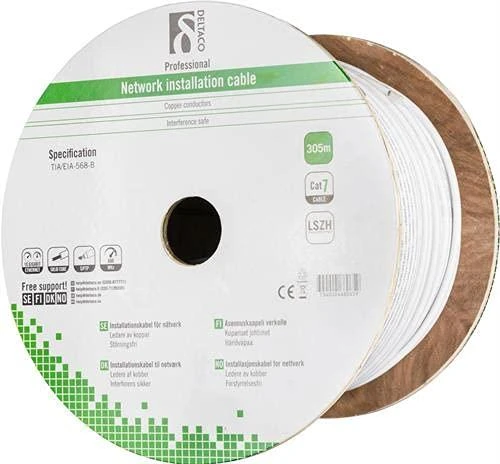 DELTACO S / FTP Cat7 Instaliacinis kabelis, 305m, 600MHz, Delta Certified, LSZH, baltas / TP-71C