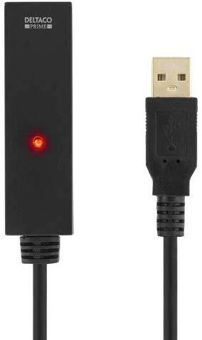 Kabelis DELTACO USB 2.0 ilgintuvas, 15.0m, aktyvus, juodas / USB2-EX15M