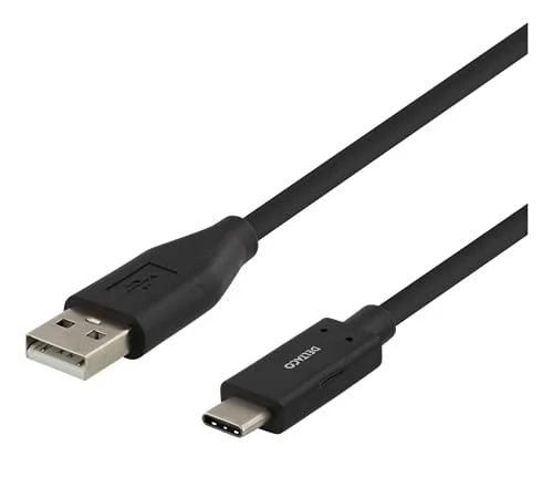 DELTACO USB 2.0 kabelis, Type C - Type A vyriškas, 0.5m, juodas / USBC-1003M