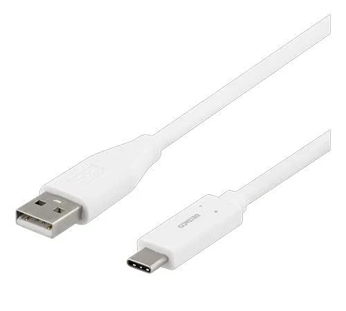 USB-C į USB-A kabelį, 1 m, 3A, USB 2.0, baltas DELTACO / USBC-1009M
