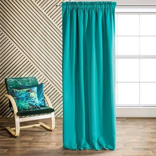 Eurofirany DESIGN 91 Naktinė užuolaida iš lygaus užtemdančio audinio PARISA, 135X270 cm, juosta / tunelis / kabliukai, spalva: turkio