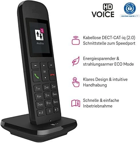 TLM Telekom Speedphone 12 juodas Mobilteil/Ladeschale IP telefonas Juoda TFT