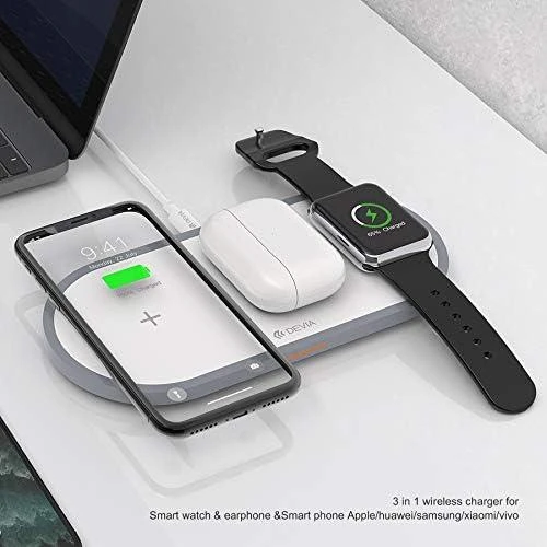 Devia 3In1 Charger for smart phone & Applewatch & Earphone V4 (10W) baltas