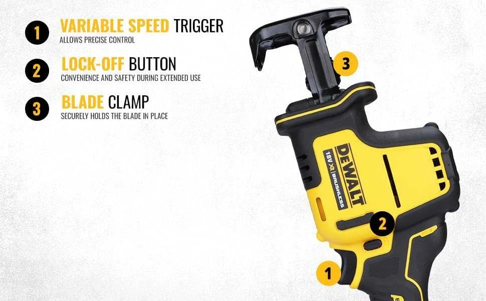 Dewalt bešepetėlinis tiesinis pjūklas DCS369N 18V be akumuliatoriaus ir kroviklio