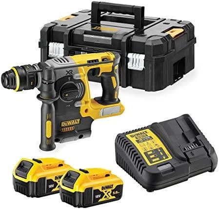DEWALT SDS-PLUS GRĘŽIMO KJŪKAS 18V 2.1J 2 x 5.0Ah XR LI-ION BE šepetėlių + LAIKIKLIS DCH274P2T