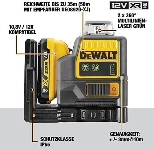 Lazerinis nivelyras DeWalt DCE0811D1G, žalias, 1x2.0Ah