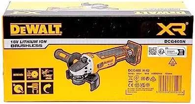 Kampinis šlifuoklis  DEWALT DCG405N be akumuliatoriaus ir kroviklio